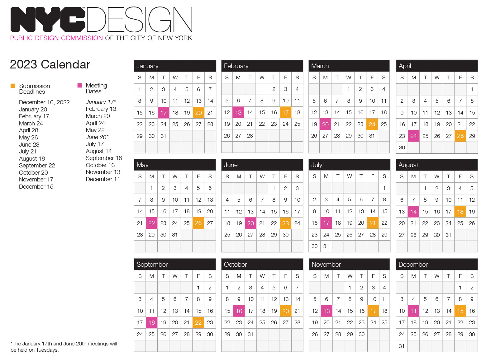 Design Commission 2023 Calendar