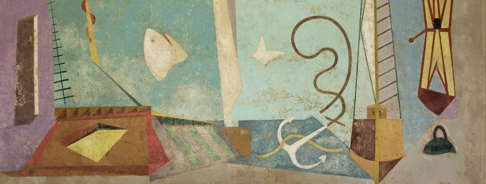 Abstraction (1942) by Ilya Bolotowsky after conservation.