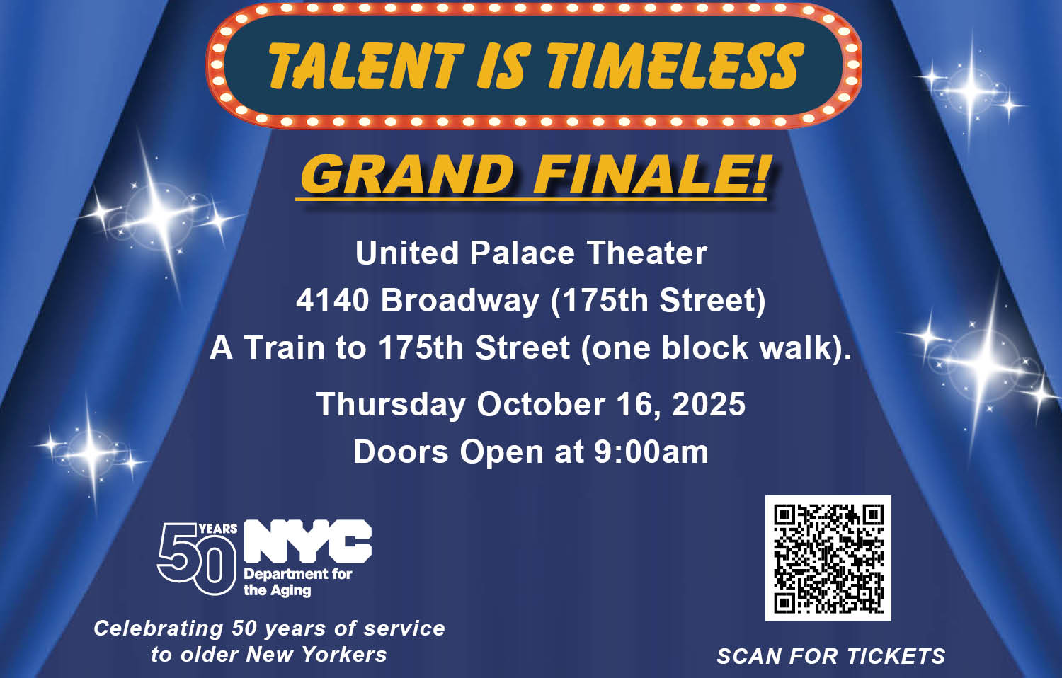 Join us for the Talent is Timeless Grande Finale
                                           