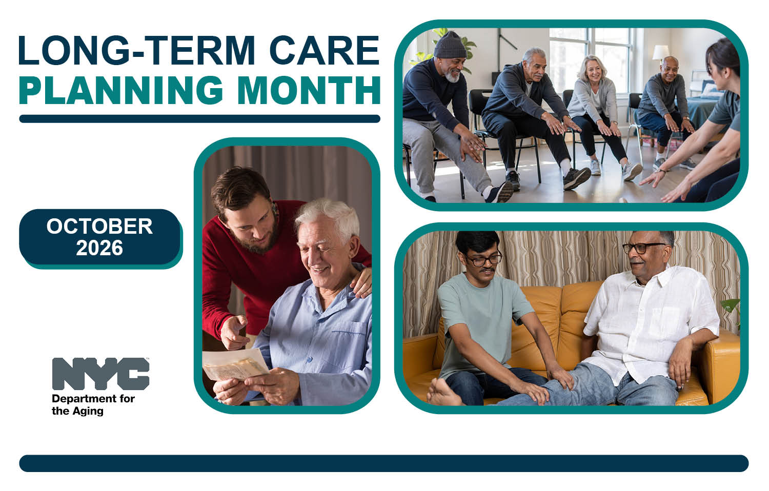 Long-Term Care Planning Month graphic highlighting care, wellness, and support.
                                           