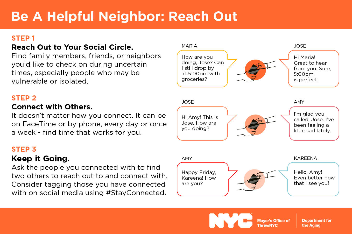 A banner on how one can reach out and be a helpful neighbor