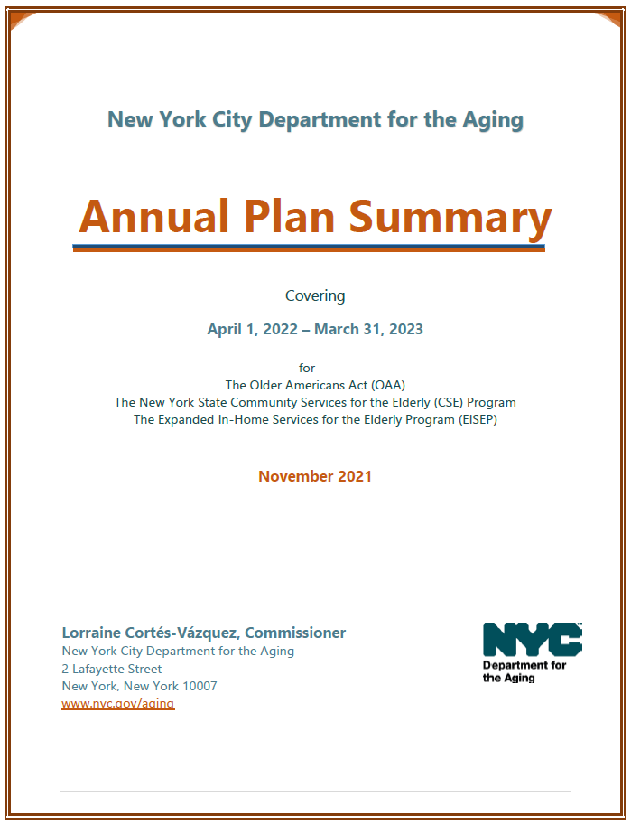 Report Cover for the Annual Plan Summary