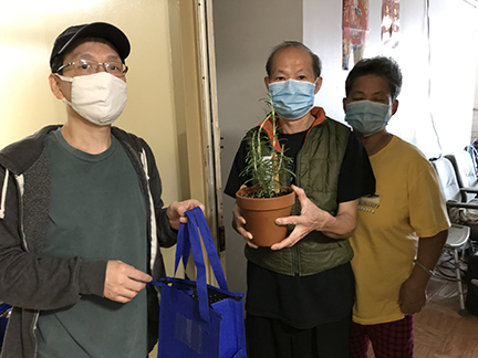 Delivering herb plants to Older Adult