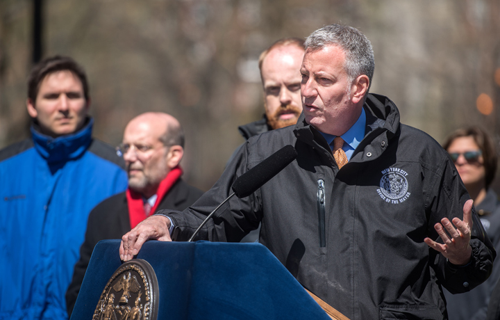 Mayor Bill de Blasio speaks at Press Conference