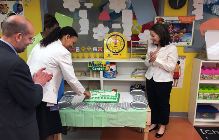 DSS Commissioner Banks and Public Television Station WNET commemorate First Anniversary of educational Child Wait space collaboration