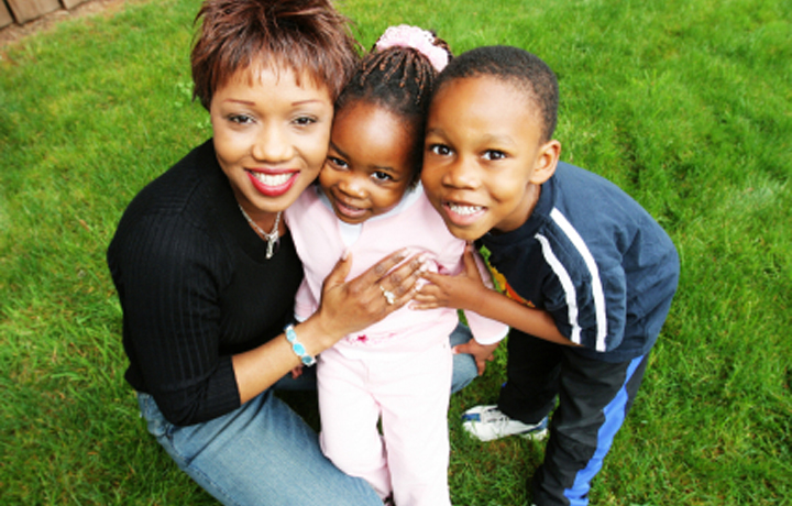 Mother with daughter and son