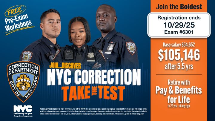 Register Today for the Next NYC Correction Officer Exam
                                           