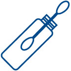 icon of a COVID testing kit; a tube with a Q-tip inside