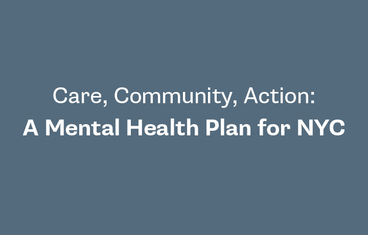 Text reads: Care, community, action: A mental health plan for NYC
                                           