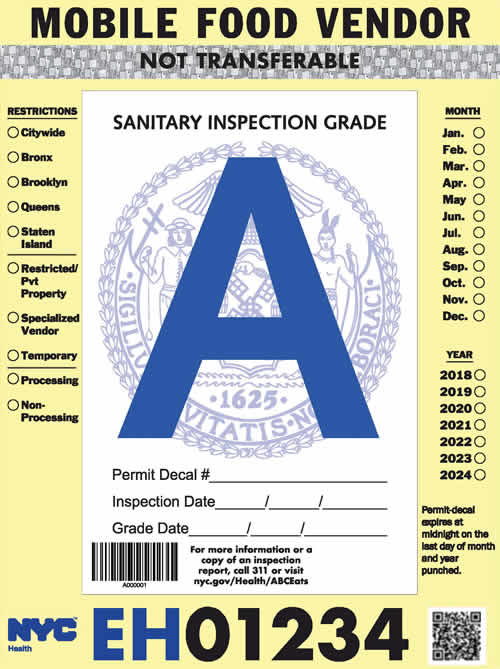 Mobile food vendor letter grading