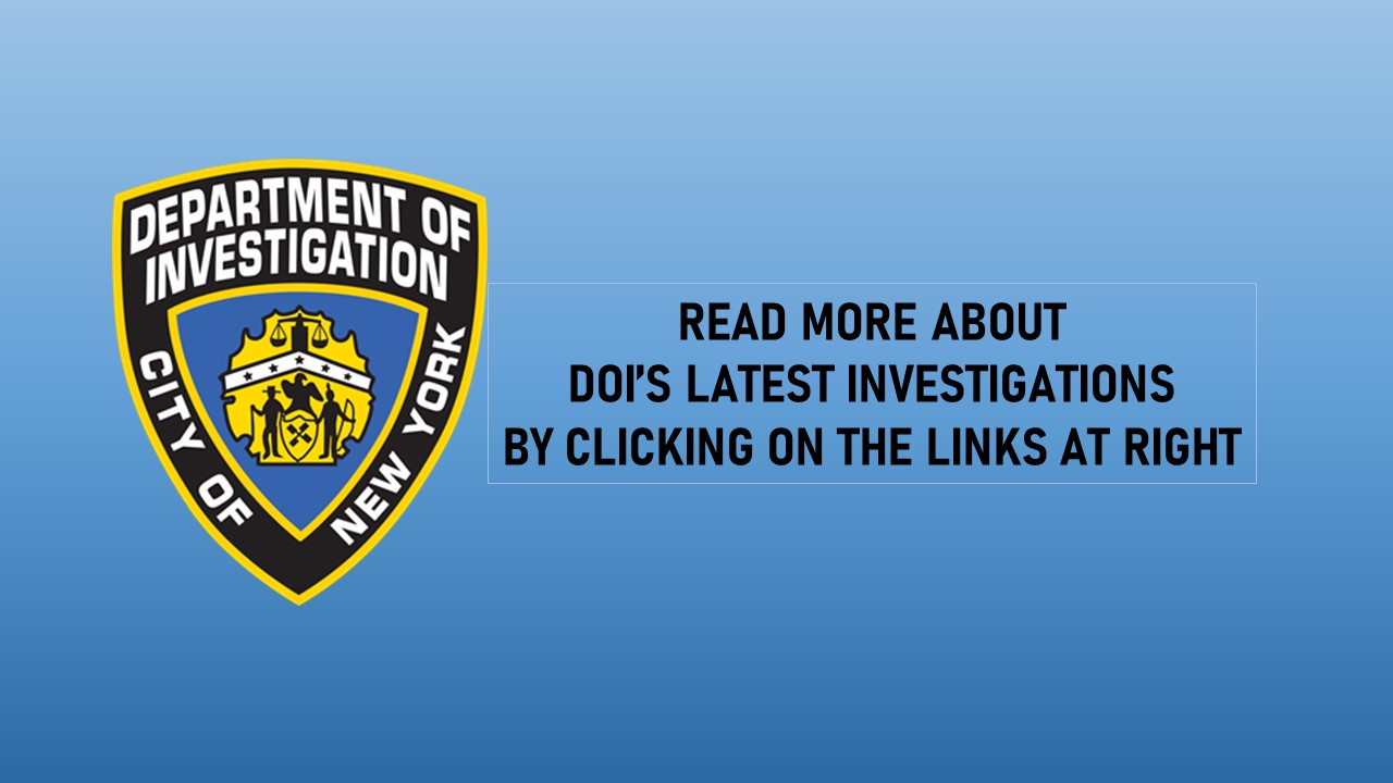 Some of DOI's Recent Investigations
                                           