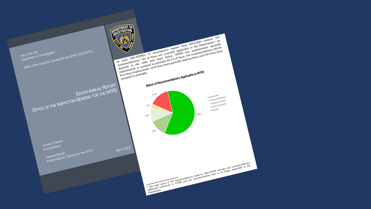 Photo of the DOI's Office of the Inspector General for NYPD 8th Annual Report
                                           