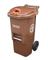 21 gallon brown wheelie compost bin with lid