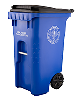 45 gallon blue wheelie recycle bin with lid