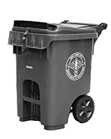 25 gallon gray wheelie trash bin with lid