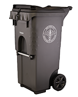 35 gallon gray wheelie trash bin with lid