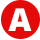 letter A in red circle