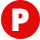 letter P in red circle