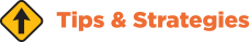 street sign symbol with "Tips & Strategies"