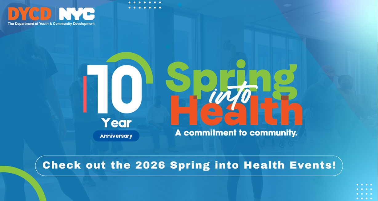 DYCD Spring Into Health Fair "decorative banner"