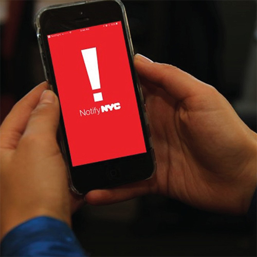 a smartphone featuring Notify NYC