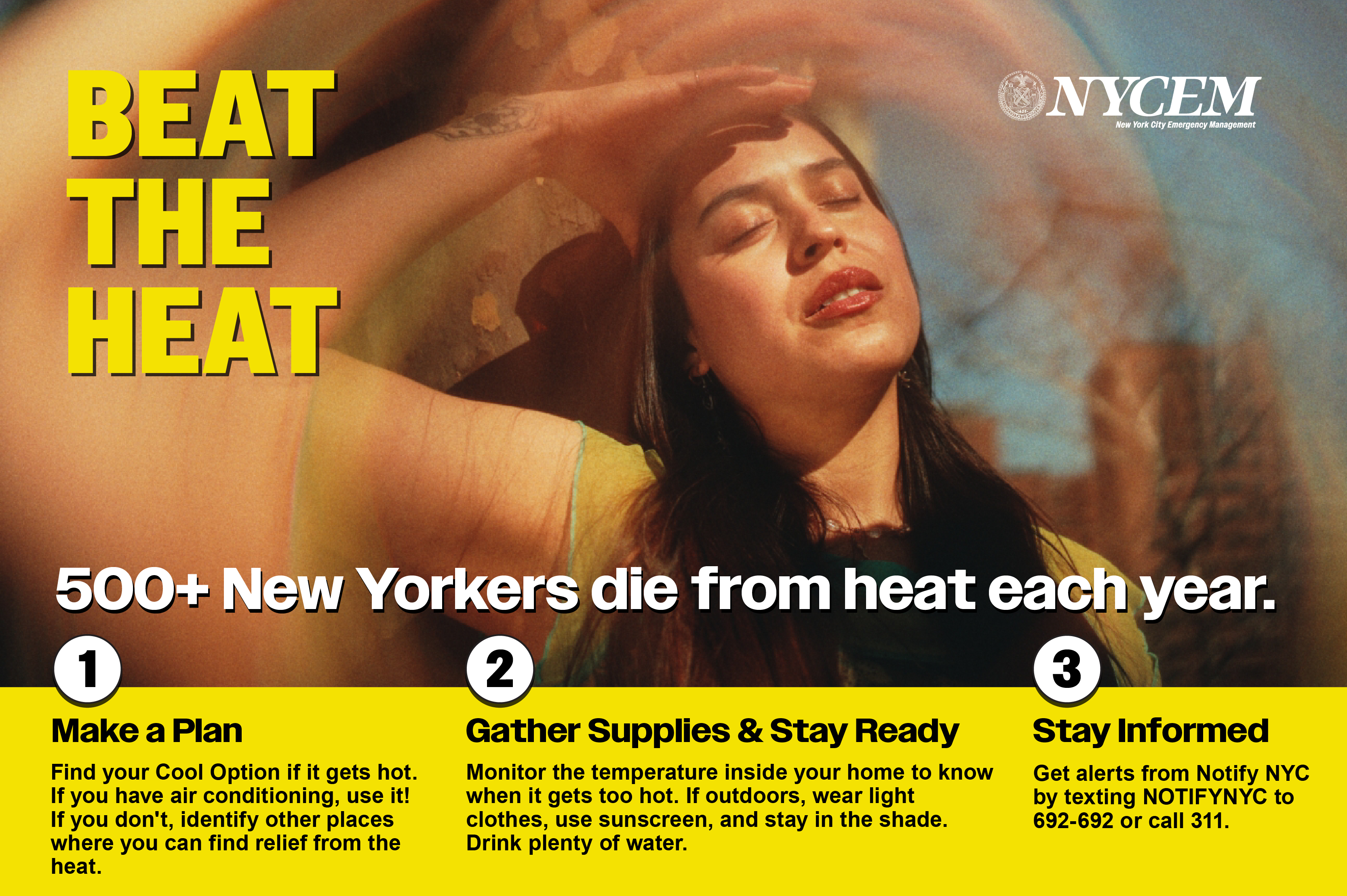 image of a women looking hot. 500 New Yorkers die each year because of the heat. Make a plan now!
                                           