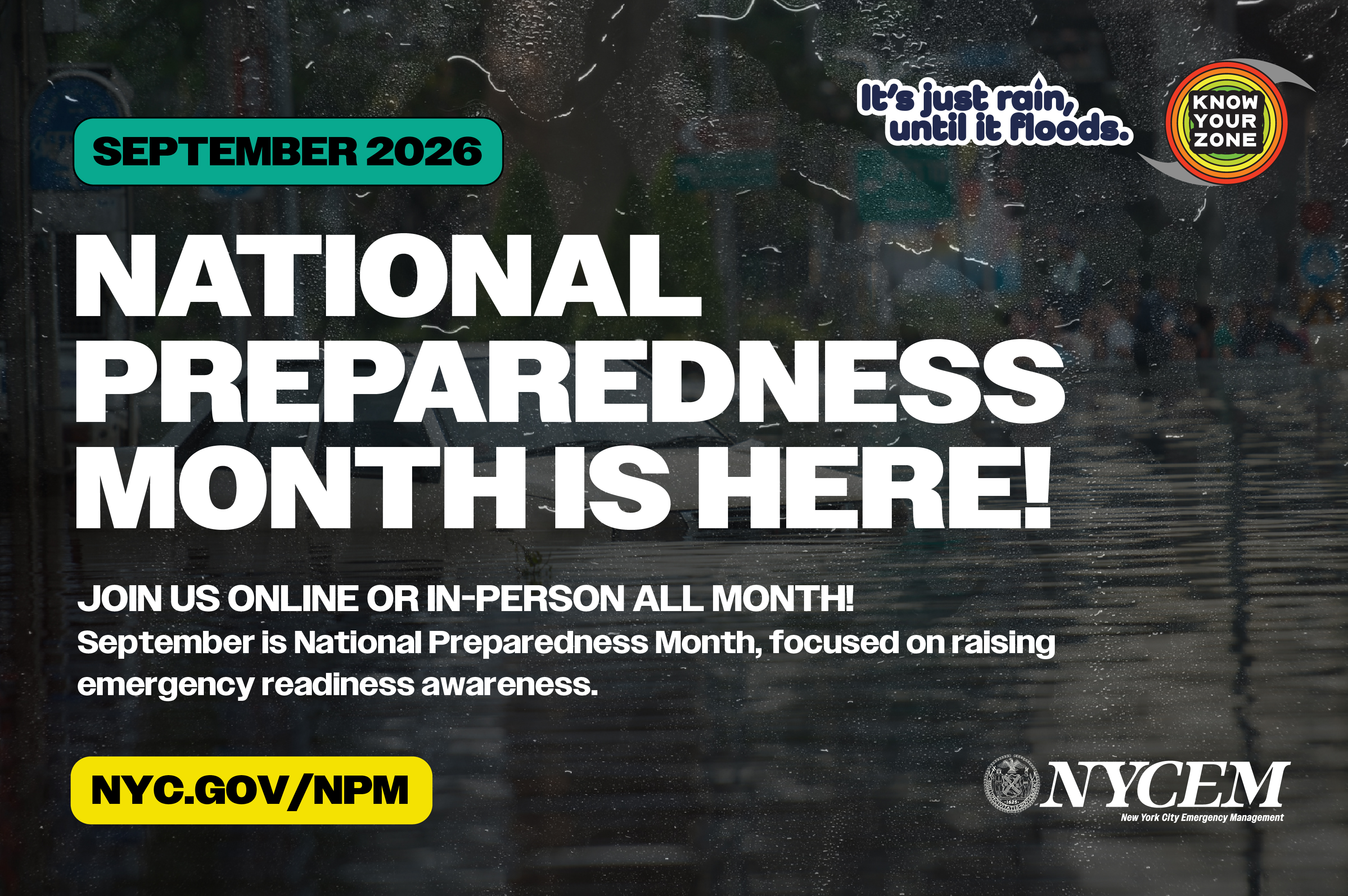 Join us in-person or online all month!

September is National Preparedness Month, focused on raising emergency readiness awareness.


                                           
