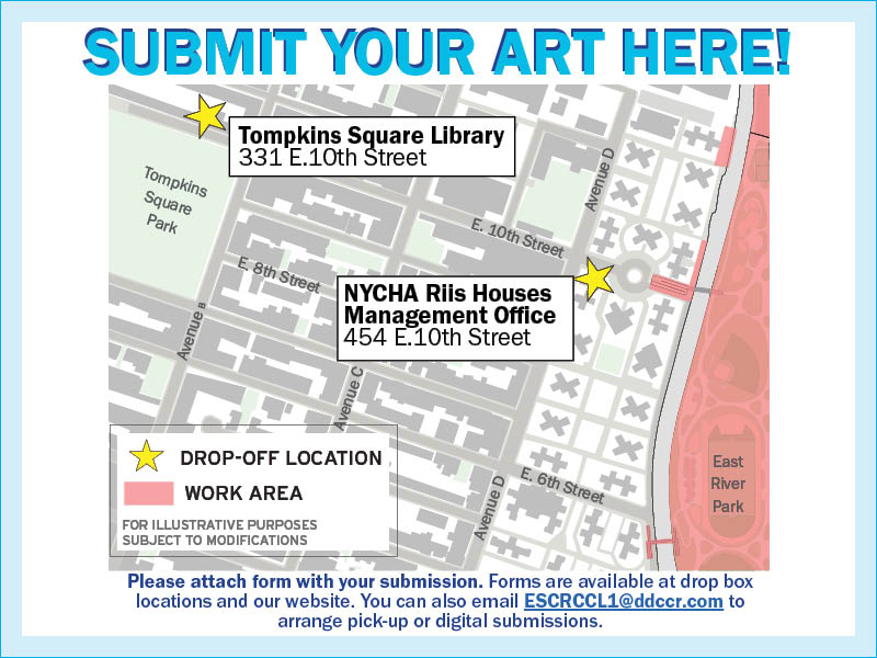 map showing Call for Art drop off locations