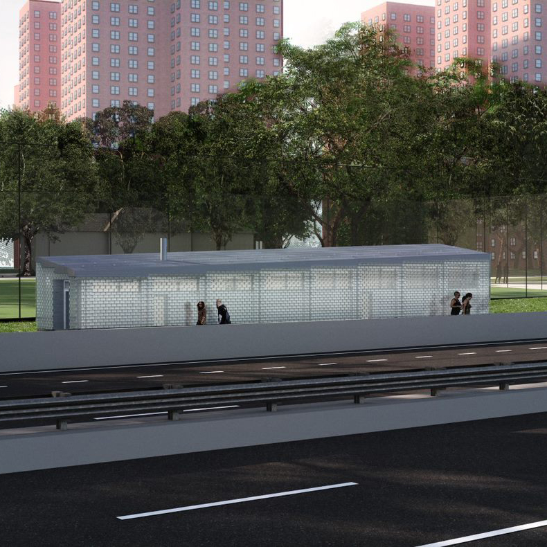 Rendering of Parallel Conveyance Interceptor Gate Building in Corlears Hook Park