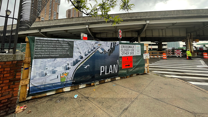 Fencing panel installed at the intersection of East 23rd and Avenue C