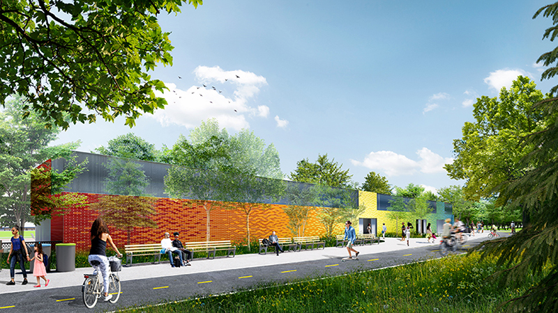 The new track house in  East River Park with glazed color tiles