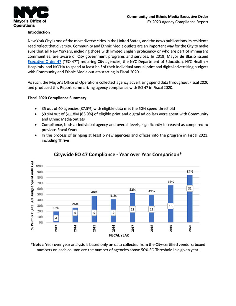 Fiscal Year 2020 Agency Compliance Report Cover