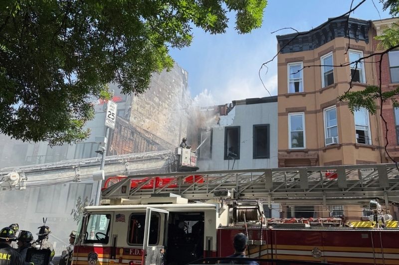 FDNY members operating at a 3-alarm fire in Brooklyn on Wednesday, June 4, 2025.
