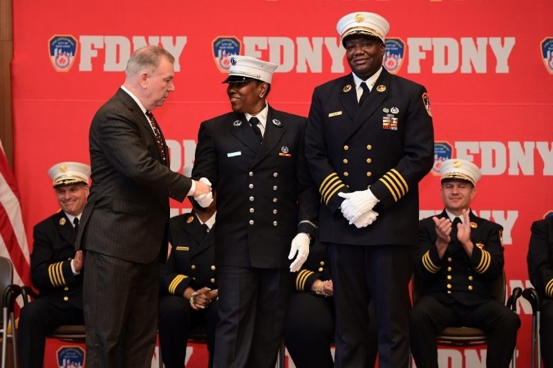 The FDNY promoted EMS members to officer and paramedic ranks at a ceremony on Monday, June 30, 2025, at St. John's University in Queens.
                                           