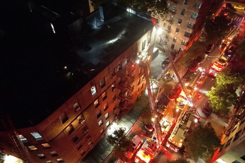 FDNY members operating at a 3-alarm fire in the Bronx on Monday, July 7, 2025.