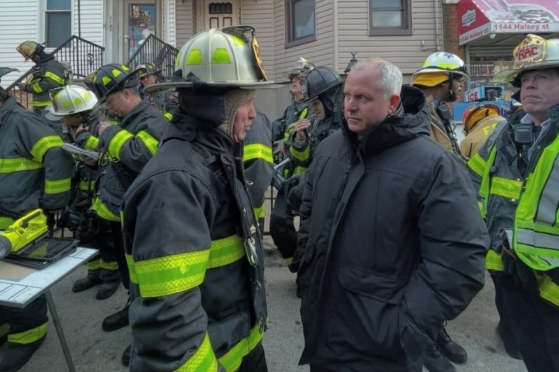 FDNY Commissioner Robert S. Tucker at the scene of a 3-alarm fire on Feb. 19, 2025, in Brooklyn.