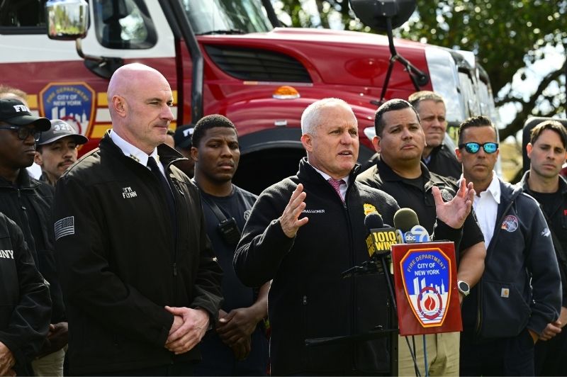 At a Public Information Briefing on Thursday, Oct. 23, 2025, FDNY Commissioner Robert S. Tucker announced that the Department has installed multiple brush fire detection cameras in select City parks as part of its continuing efforts to combat brush fires across the five boroughs.
                                           