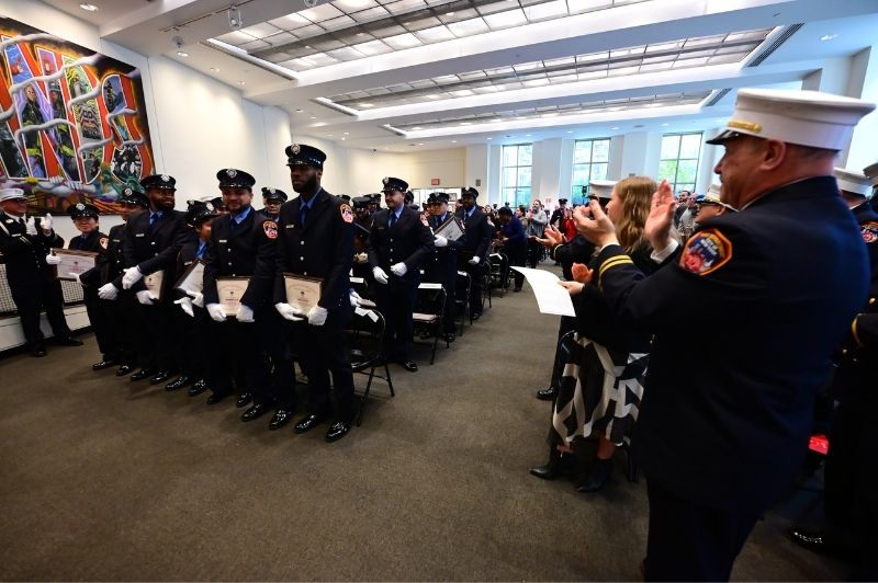 The FDNY welcomed its latest class of fire protection inspectors to its ranks at a graduation ceremony on Monday, Nov. 3, 2025, at Department Headquarters in Brooklyn.
                                           