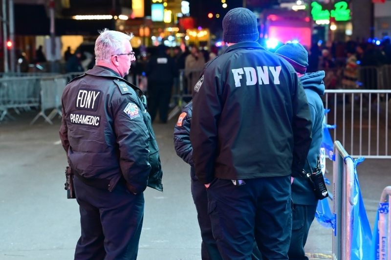 FDNY members played a critical role in safeguarding the iconic Times Square ball drop celebration on New Year's Eve in New York City.
                                           