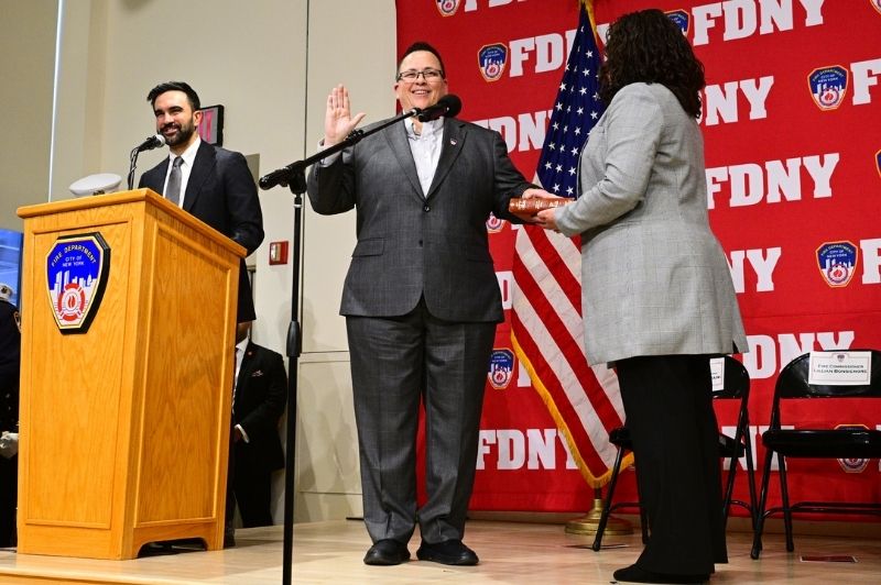 On Tuesday, Jan. 6, 2026, Mayor Zohran Mamdani swore in Lillian Bonsignore as the 37th FDNY Commissioner at a ceremony at Department Headquarters in Brooklyn.

                                           