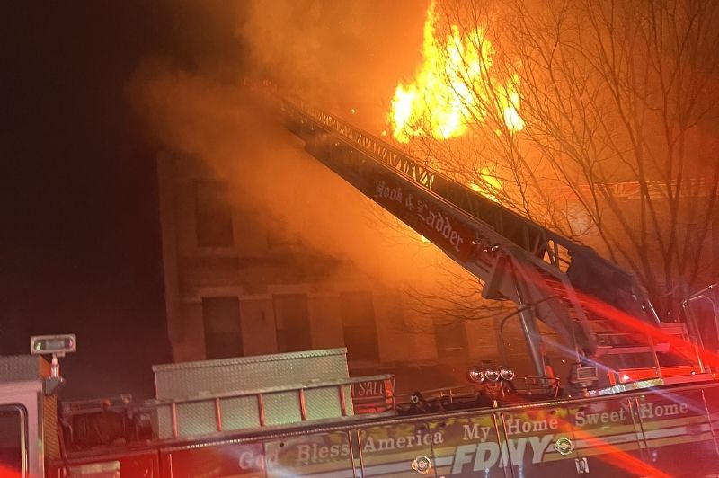 FDNY units operating at a 3-alarm fire in Brooklyn on Friday, Feb. 20, 2026. The fire began at about 10:45 p.m. and was placed under control at about 12:15 a.m. Saturday.