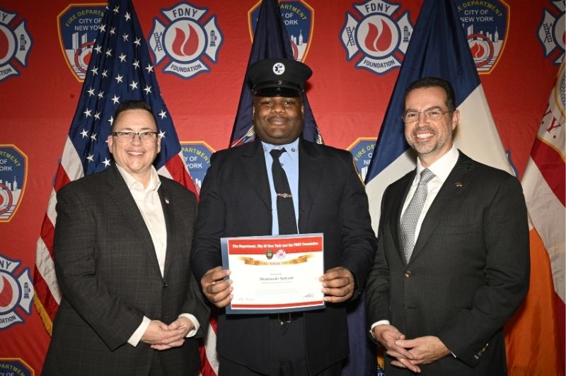 In commemoration of the 25th anniversary of September 11th, the FDNY and the FDNY Foundation hosted the first-ever Never Forget Memorial Scholarship Ceremony on Thursday, Feb. 26, 2026, inside the Commissioner Robert O. Lowery Auditorium at Department headquarters in Brooklyn.
                                           