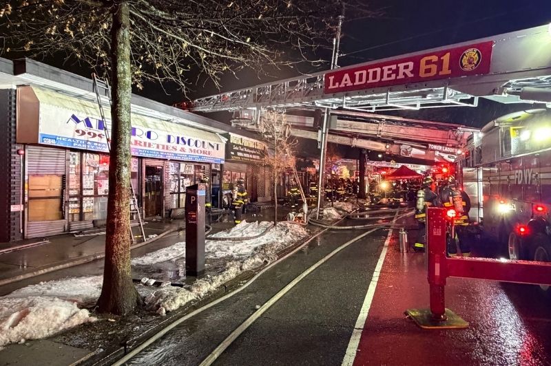 FDNY units operating at a 4-alarm fire in the Bronx on Friday, March 6, 2026. The fire was placed under control at about 2:23 a.m.