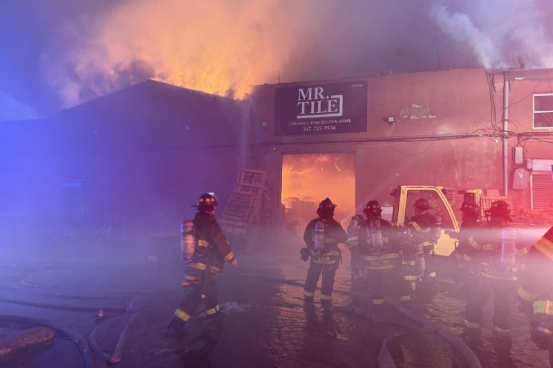  FDNY units operating at a 5-alarm fire in Brooklyn during the overnight hours on Wednesday, March 11, 2026.