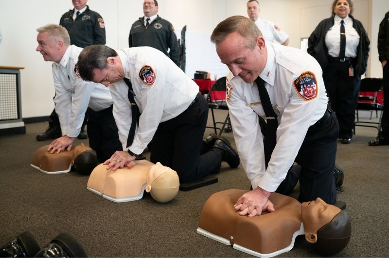 To help commemorate the 30th anniversary of the merger between New York City EMS and the FDNY, the Department held a CPR Day on Monday, March 30, 2026, inside the Commissioner Robert O. Lowery Auditorium at FDNY headquarters in Brooklyn.
                                           