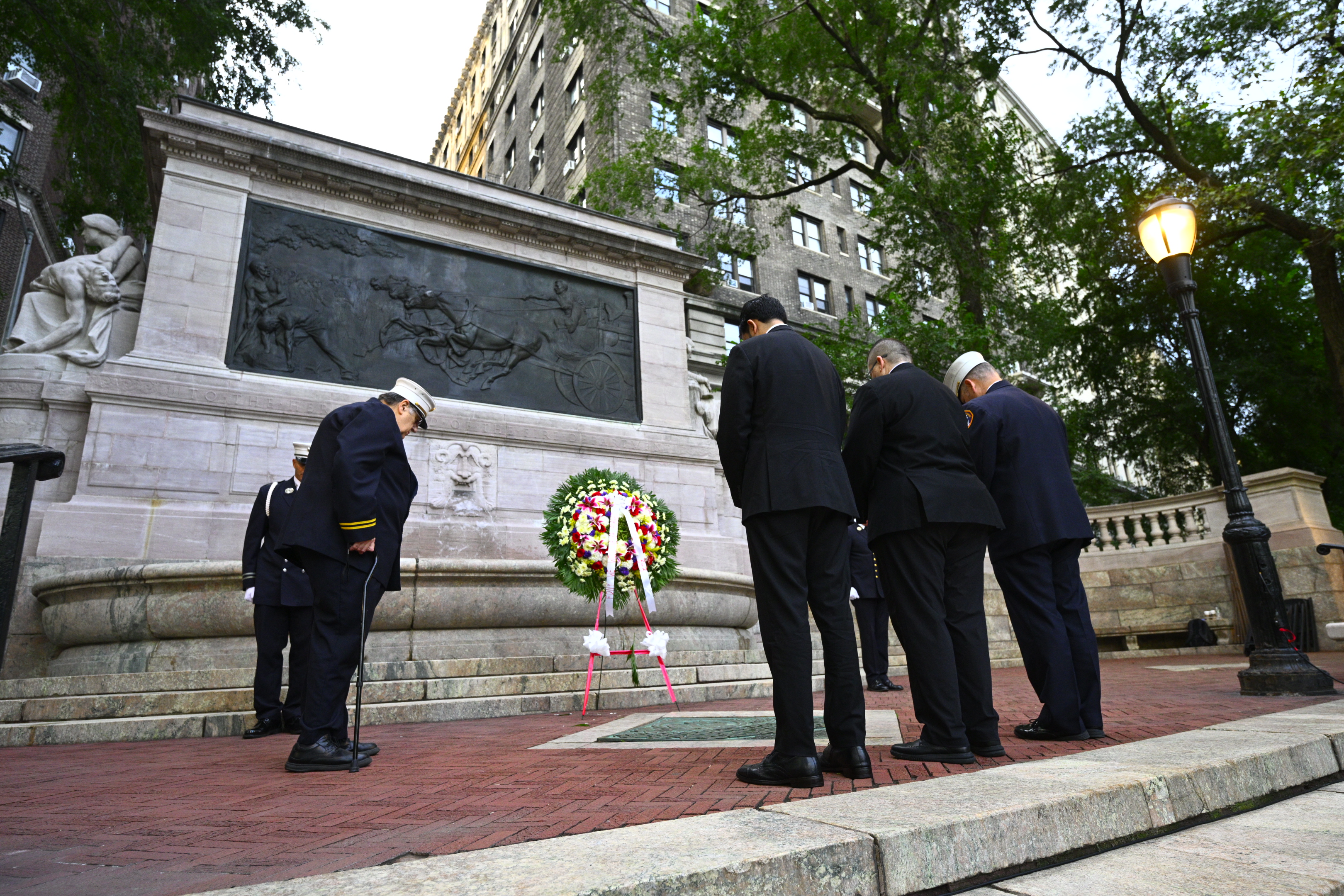 The FDNY holds wreath-laying ceremony at the Firemen&rsquo;s Memorial to honor September 11th

                                           