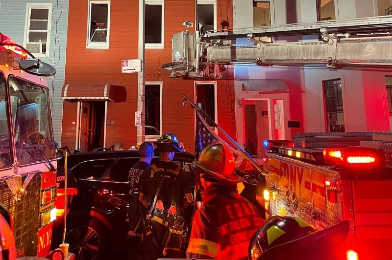 FDNY members operating at a 4-alarm fire in Brooklyn on Friday, Aug. 15, 2025.