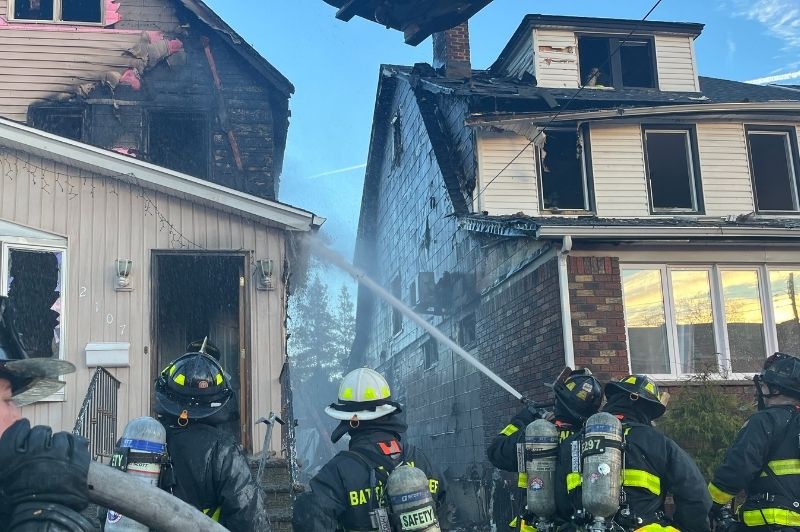 FDNY members operating at a 3-alarm on Thursday, Dec. 25, 2025, in Queens. The fire was placed under control at about 4:32 p.m.