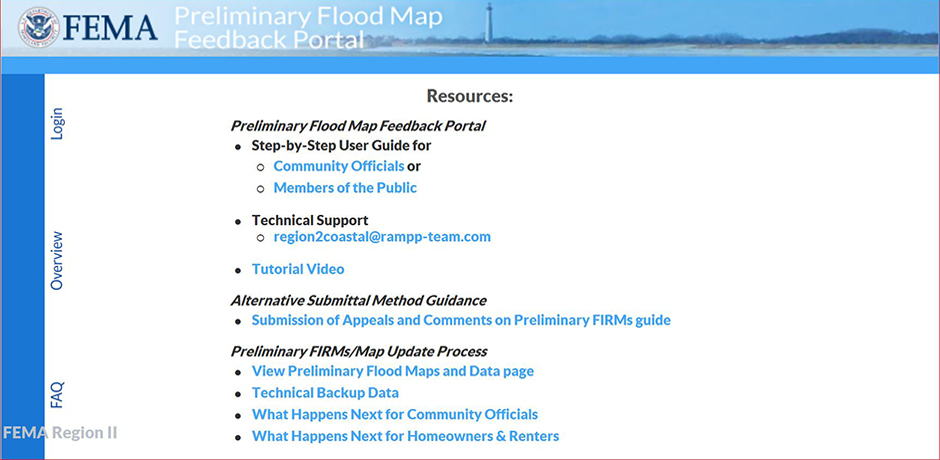Screenshot of FEMA's Preliminary Flood Map Feedback Portal
                                           