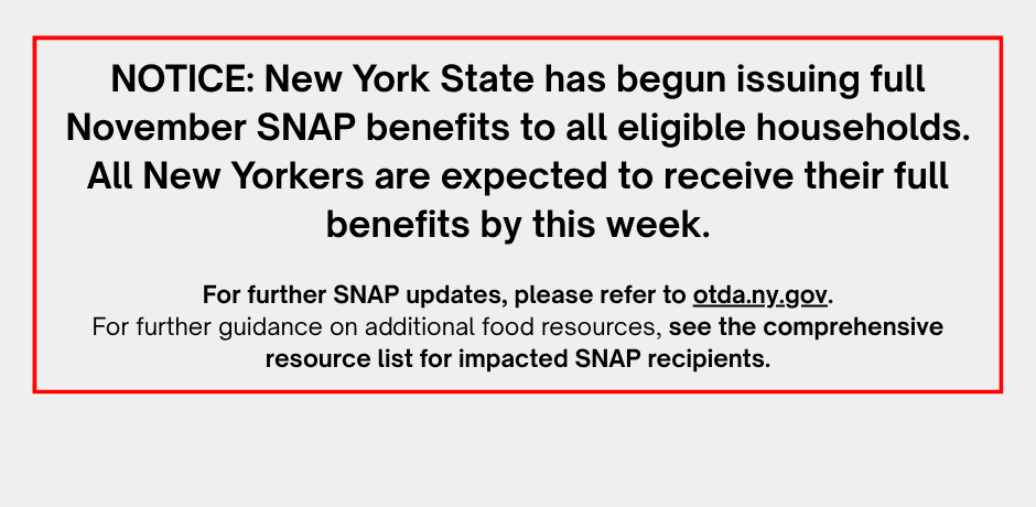 Notice about the November SNAP benefit delay due to federal government shutdown, with details and guidance.
                                           
